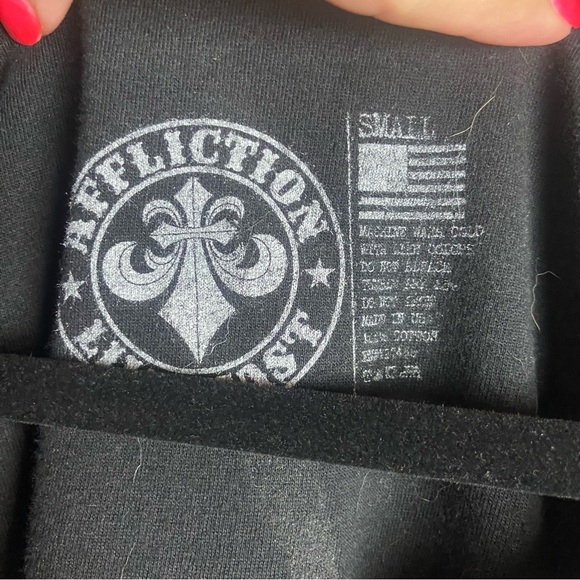 Affliction Women’s Size Small Cropped Tank Top Eagle Graphic Mesh Hem Black Y2K - Picture 4 of 6